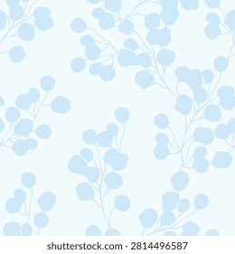 Simple monochrome two-color seamless pattern with flowers silhouette.