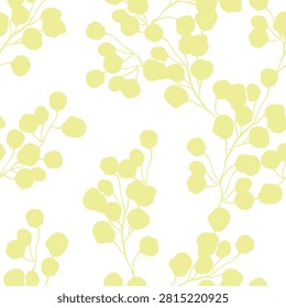 Simple monochrome two-color seamless pattern with flowers silhouette.