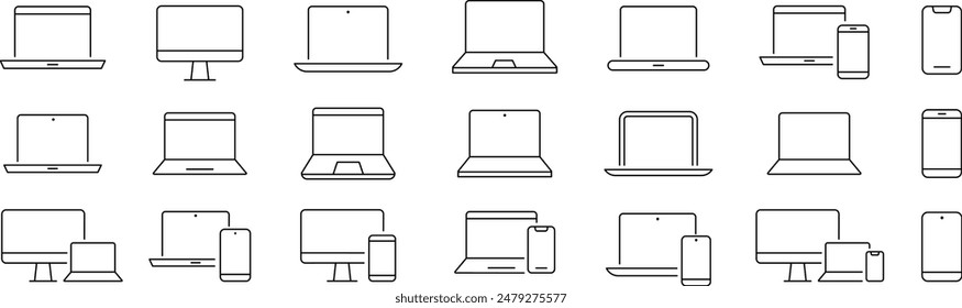 Simple Monochrome Vector Computer Icon Set