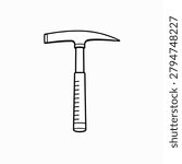 Simple monochrome vector drawing of a classic claw hammer
