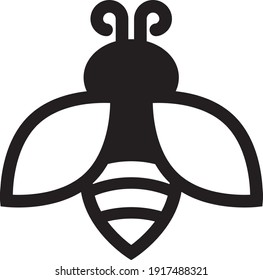 A simple monochrome vector emblem of a bee that can serve as a logo