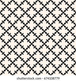 Simple monochrome vector geometric ornament, abstract seamless pattern with smooth carved diagonal grid. Elegant background texture, repeat tiles. Modular design for textile, fabric, prints, furniture