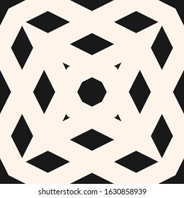 Simple monochrome vector geometric seamless pattern with rhombus shapes, grid, net, mesh, lattice. Abstract black and white texture. Minimal graphic background. Repeat design for tileable print, decor
