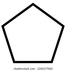 Einfache monochrome Vektorgrafik eines Pentagons. Ein fünfseitiger Polygon mit jeder Seite gleich und allen fünf Ecken mit einem Winkel von hundert und acht Grad