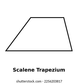 Simple monochrome vector graphic of a scalene trapezium. This is a shape with four sides where two opposite sides are parallel to each other, but the other two sides are different lengths