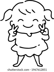 Simple monochrome vector illustration of a girl doing double piece