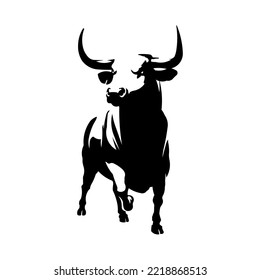 Simple monochrome vector image of a bull. Drawing for a tattoo. Icon