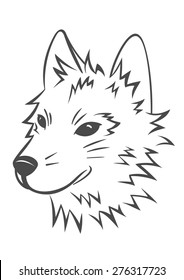 Simple monochrome vector image of a wolf. EPS10 scalable graphic hand drawn illustration.