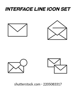 Simple monochrome vector symbols suitable for apps, books, stores, shops etc. Line icons set with signs of different envelops as signs of post and messages 