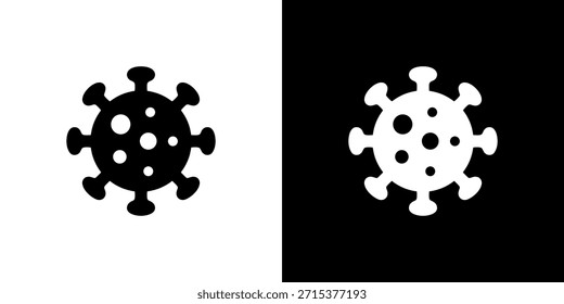 Simple Monochrome Viral Microbe Structure Minimalist Icon Isolated