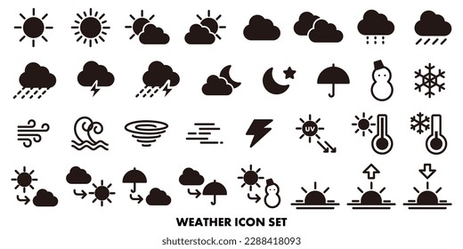 Simple monochrome weather icon set.
Easy-to-use vector material.
There are other variations as well.