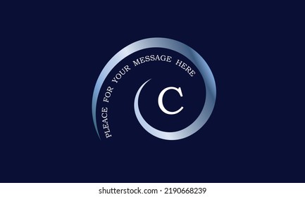 A simple monogram design in the form of a spiral with the letter C in the center and space behind the text. Can be used as a sign of a business, company, etc