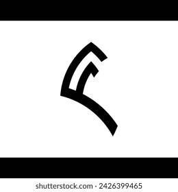 diseño de monograma simple que forma la letra "F". Fondo blanco.