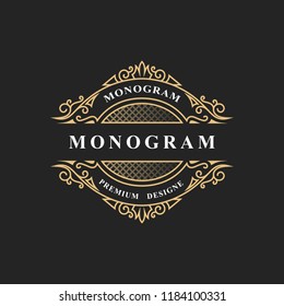 Simple monogram design. Luxury volumetric logo template. 3d line ornament. Elegant frame for Business sign, badge, crest, label, Boutique brand, Hotel, Restaurant, Heraldic. Vector illustration