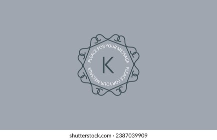 Simple monogram design with space for text and initial letter K. Logo concept, business sign, etc.