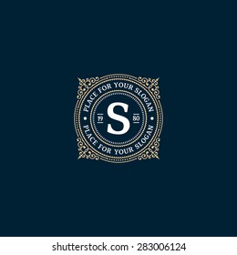 Simple monogram design template with letter S. Elegant frame ornament line logo design. Good for Restaurant, Boutique, Hotel, Heraldic, Jewelry.