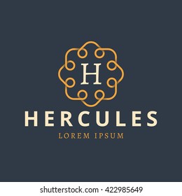 Simple monogram design template for letter H. Vector illustration.