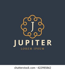 Simple monogram design template for letter J. Vector illustration.