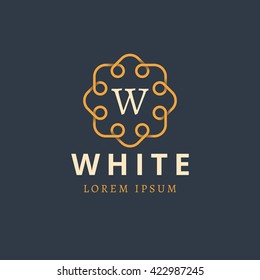 Simple monogram design template for letter W. Vector illustration.