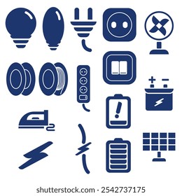 Conjunto de iconos de líneas eléctricas monograma simple