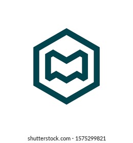 simple monogram hexagon M logo
