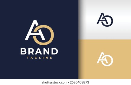 simple monogram letter AO logo