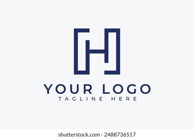 Letra simple de monograma H cuadrado Vector geométrico logo elemento de diseño