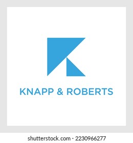 : Simple monogram letter K or R with rectangle logo design vector