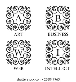 Simple monogram with the letter in the middle. Vector
