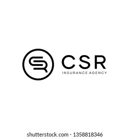 Simple Monogram Line C S R Letter Logo Design Idea