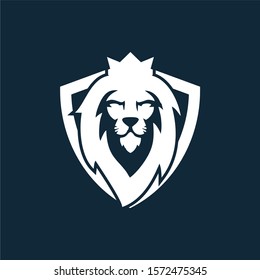 simple monogram lion and shield logo