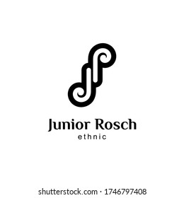 Logotipo simple Monograma Letra J y R Combinación, adecuada para marca étnica