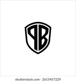Simple Monogram Logo Shield Shaped Black Vector Editable on White Background PB