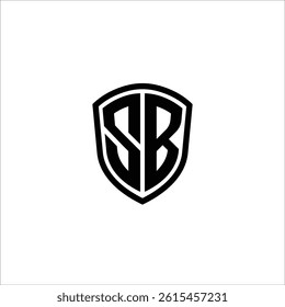 Simple Monogram Logo Shield Shaped Black Vector Editable on White Background SB