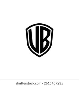 Simple Monogram Logo Shield Shaped Black Vector Editable on White Background UB