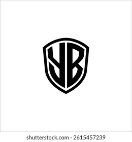 Simple Monogram Logo Shield Shaped Black Vector Editable on White Background YB