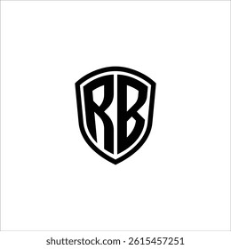 Simple Monogram Logo Shield Shaped Black Vector Editable on White Background RB