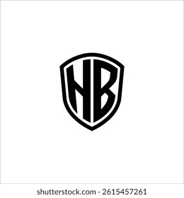 Simple Monogram Logo Shield Shaped Black Vector Editable on White Background HB