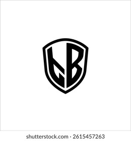 Simple Monogram Logo Shield Shaped Black Vector Editable on White Background TB