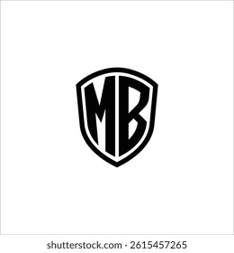 Simple Monogram Logo Shield Shaped Black Vector Editable on White Background MB