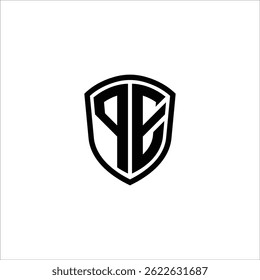 Simples Monograma Logo Shield em forma de vetor preto editável no fundo branco PE
