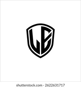 Simple Monogram Logo Shield Shaped Black Vector Editable on White Background LE