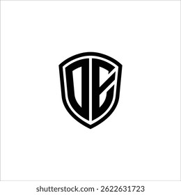 Simple Monogram Logo Shield Shaped Black Vector Editable on White Background OE