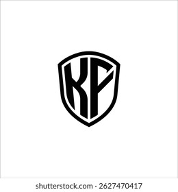 Image vectorielle noire en forme de bouclier logo monogramme simple modifiable sur fond blanc KF