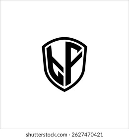 Image vectorielle noire en forme de bouclier logo monogramme simple modifiable sur fond blanc TF