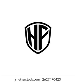Image vectorielle noire en forme de bouclier logo monogramme simple modifiable sur fond blanc HF