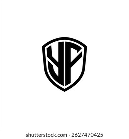 Image vectorielle noire en forme de bouclier logo monogramme simple modifiable sur fond blanc YF