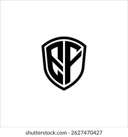 Image vectorielle noire en forme de bouclier logo monogramme simple modifiable sur fond blanc EF