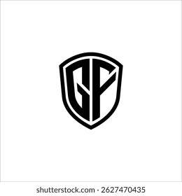 Image vectorielle noire en forme de bouclier logo monogramme simple modifiable sur fond blanc GF