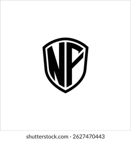 Image vectorielle noire en forme de bouclier logo monogramme simple modifiable sur fond blanc NF